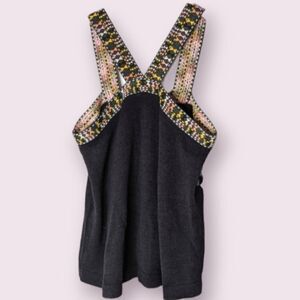 Madewell Black Woven Cotton Embroidery Trimmed Tank Top size XL